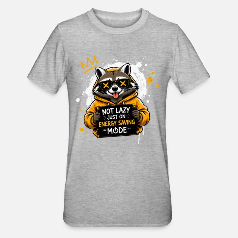 Raccoon Power Saving Mode Pullover Hoodie - Unisex Polycotton T-Shirt - heather grey