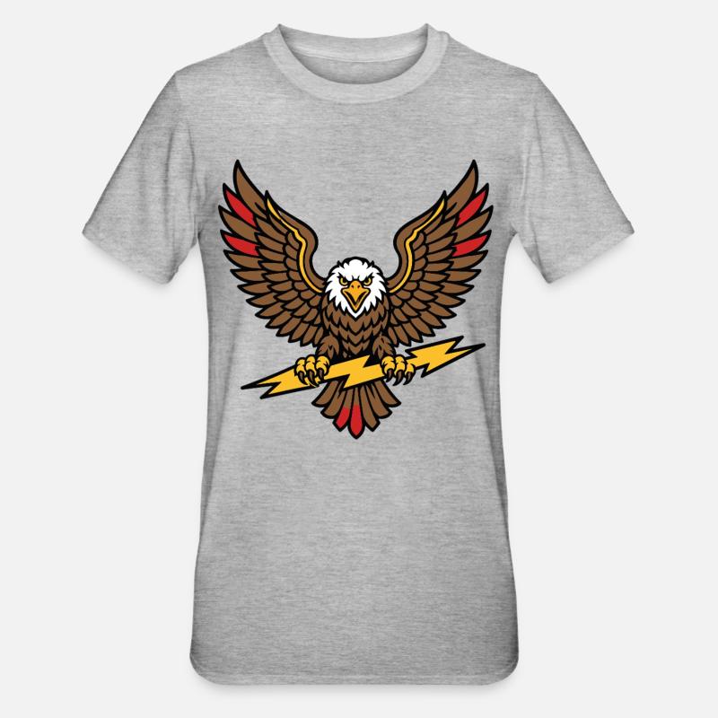 Alter-Schule-Tattoo-Stil Lightning Eagle - Unisex Polycotton T-Shirt - Grau meliert