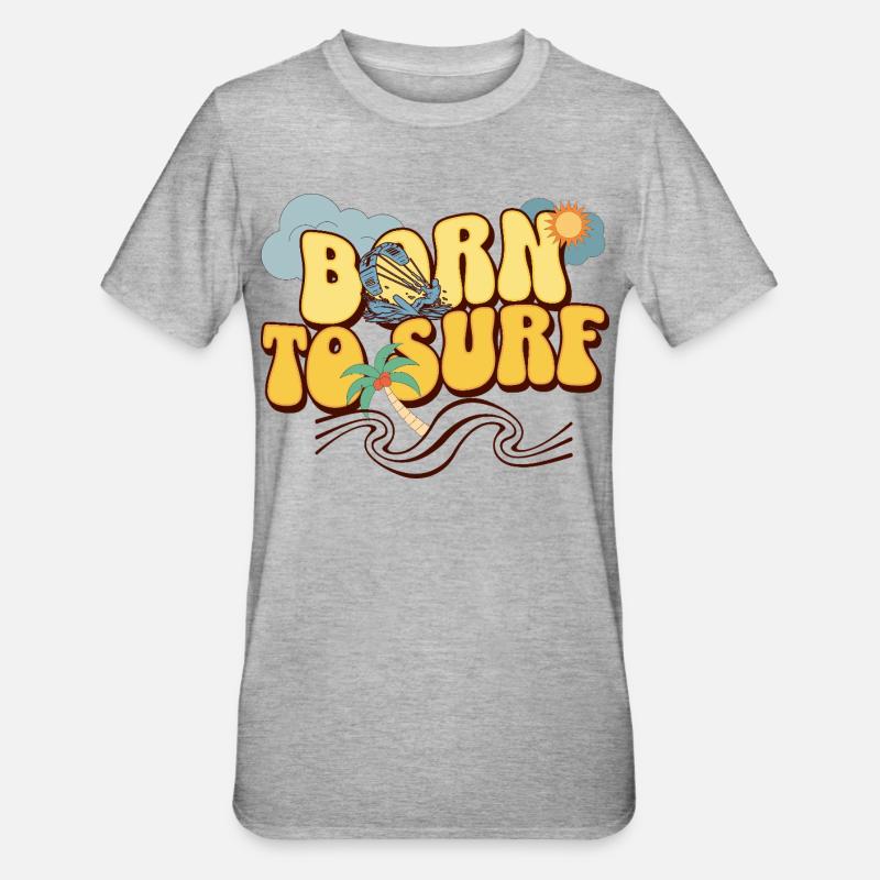 Né pour surfer - T-shirt polycoton Unisexe - gris chiné