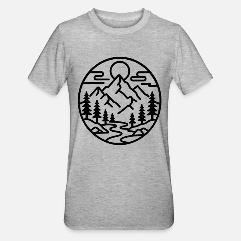 Mountain Forest Emblem - Unisex Polycotton T-Shirt - heather grey