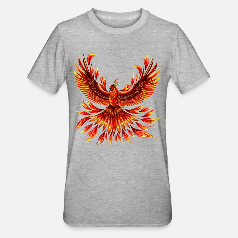 Phönix-Feuervogel - Unisex Polycotton T-Shirt - Grau meliert