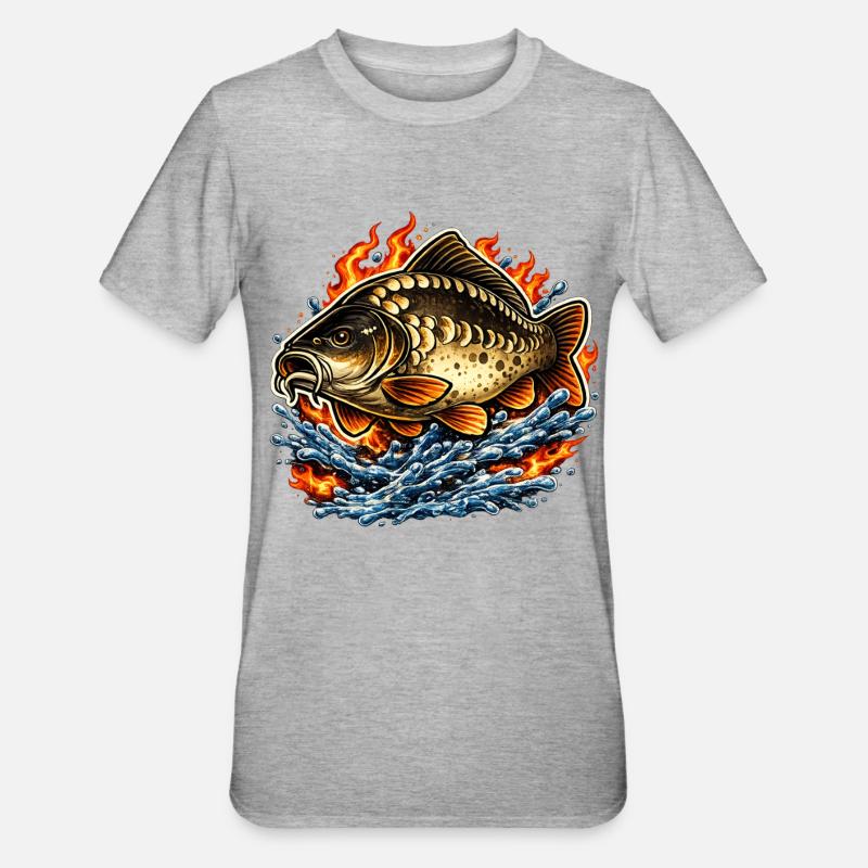 Carpe miroir - T-shirt polycoton Unisexe - gris chiné
