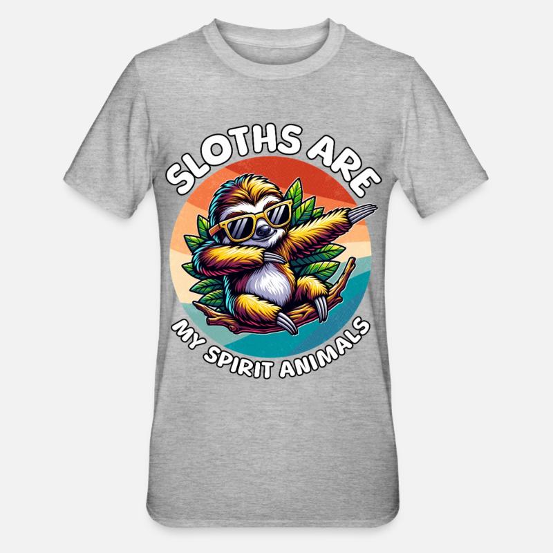 Funny Sloth Sayings - Unisex Polycotton T-Shirt - heather grey