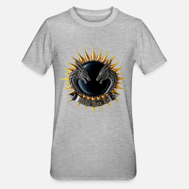 Sibi-Rex-es-Dragon-Crest - Unisex Polycotton T-Shirt - heather grey