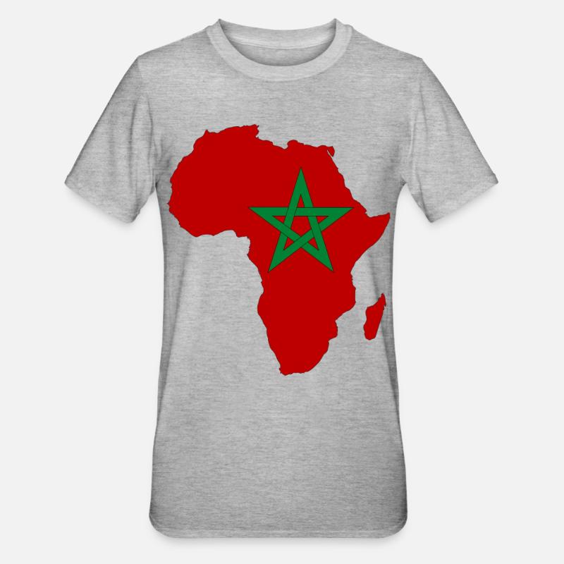 Pavillon du Maroc Afrique - T-shirt polycoton Unisexe - gris chiné
