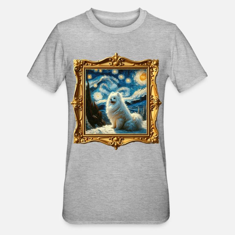 Spitz Zwergspitz Starry Night - Unisex Polycotton T-Shirt - Grau meliert