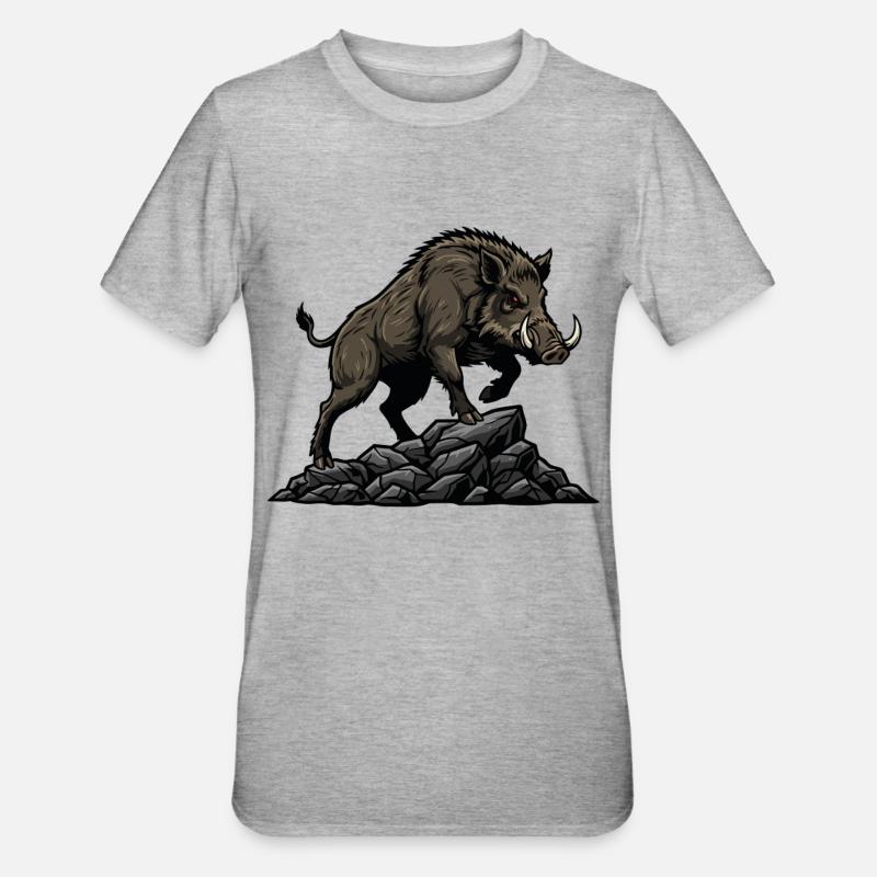 Wildschweinjagdwald - Unisex Polycotton T-Shirt - Grau meliert