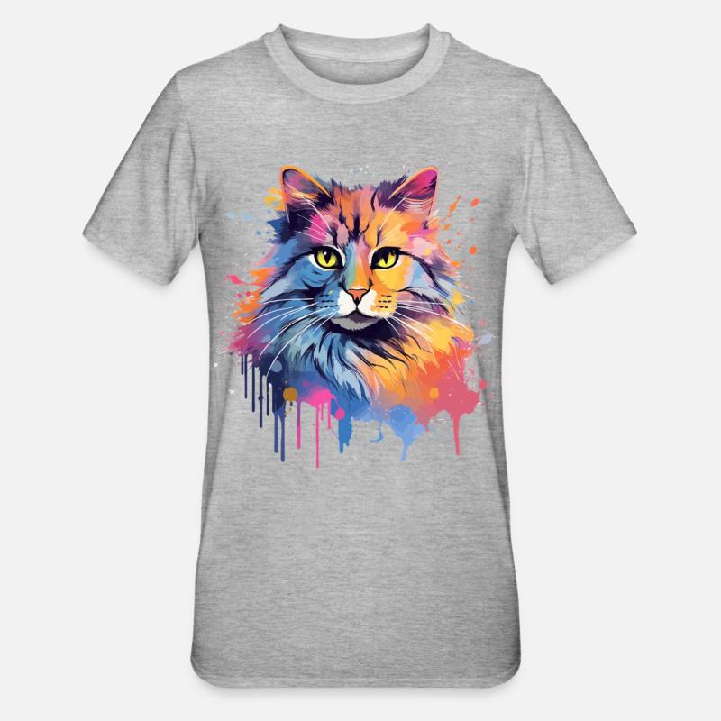 American Bobtail Cat Face - Unisex Polycotton T-Shirt - heather grey