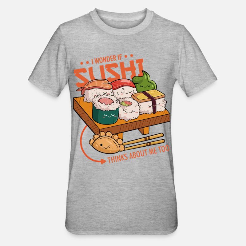 Sushi-Freunde - Unisex Polycotton T-Shirt - Grau meliert