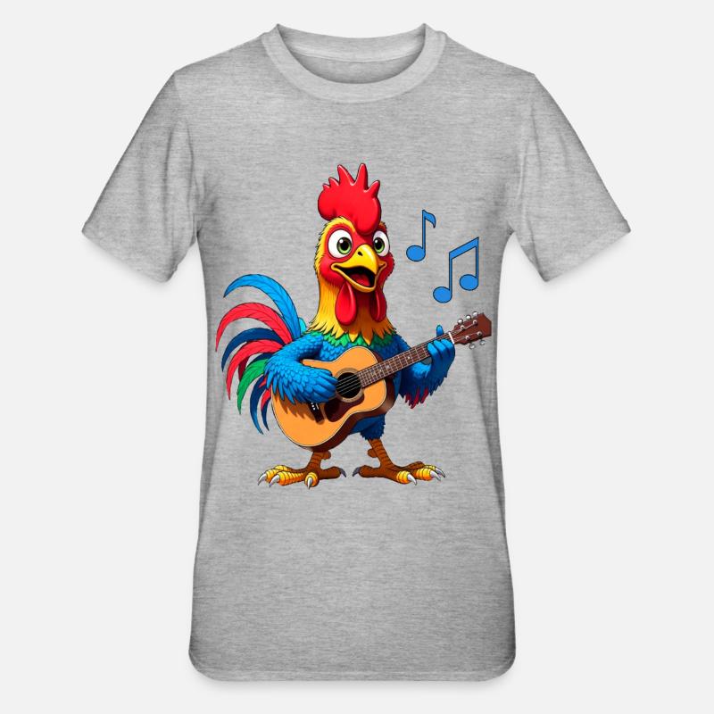 Hahn à la guitare - T-shirt polycoton Unisexe - gris chiné