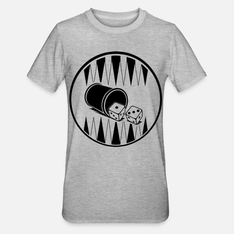 Backgammon | Jeu de société | Don - T-shirt polycoton Unisexe - gris chiné