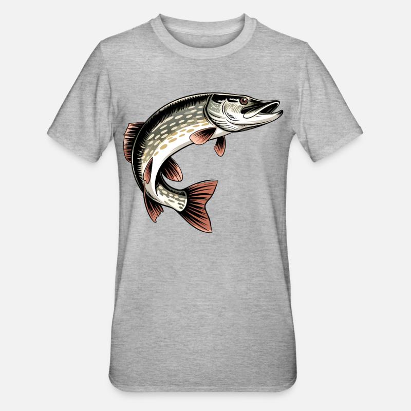 Predatory Pike - Unisex Polycotton T-Shirt - heather grey