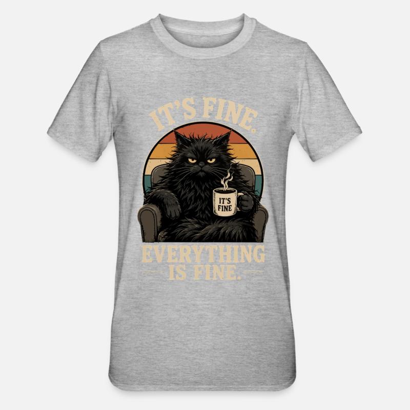 Everything is fine: hangover coffee - Unisex Polycotton T-Shirt - heather grey