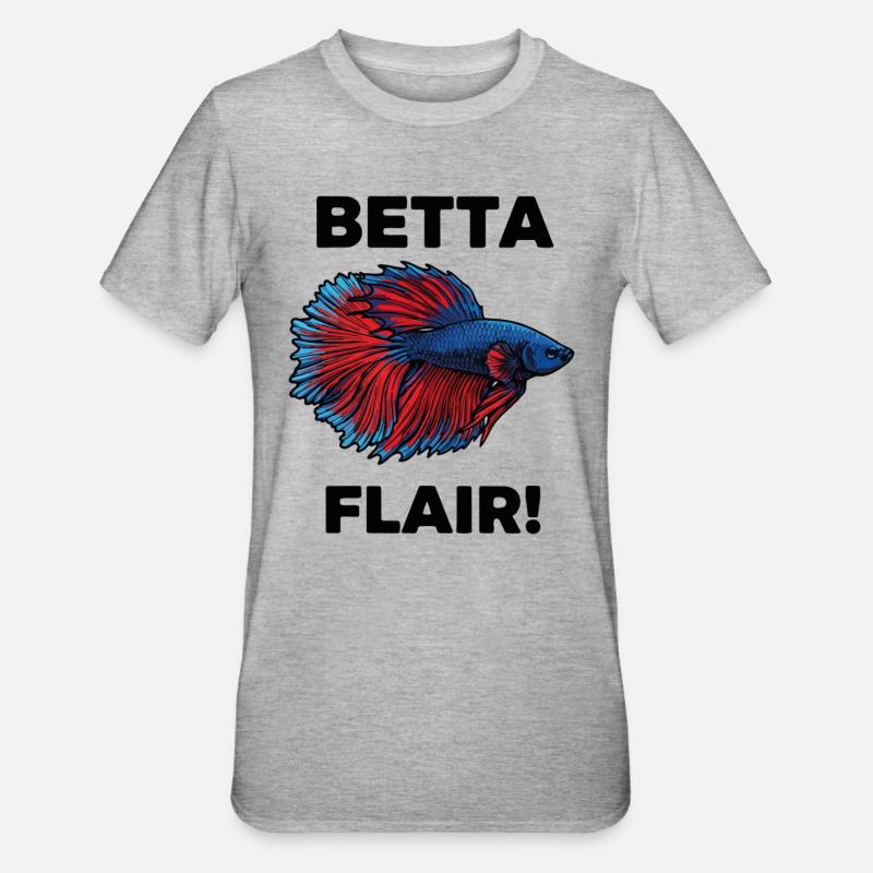 Fighting Fish Betta Flair Aquarium - Unisex Polycotton T-Shirt - heather grey