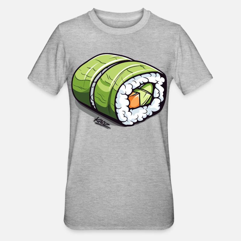 Emerald Green Sushi Roll - Unisex Polycotton T-Shirt - heather grey