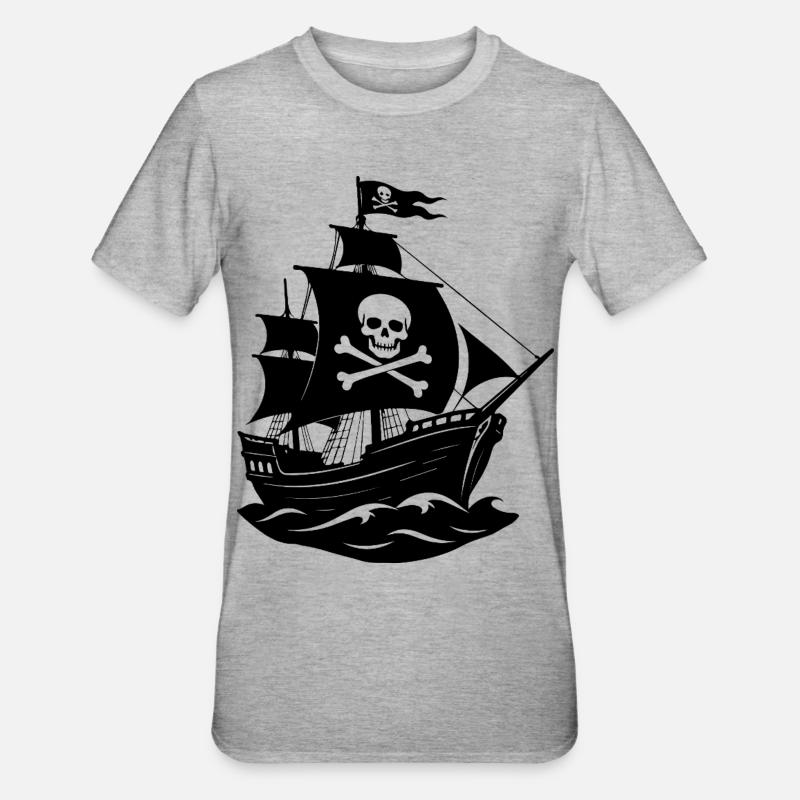 Pirate ship - Unisex Polycotton T-Shirt - heather grey