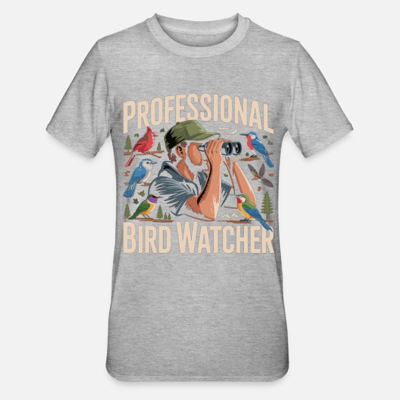 Professional Bird Watcher Birdwatcher - Unisex Polycotton T-Shirt - heather grey