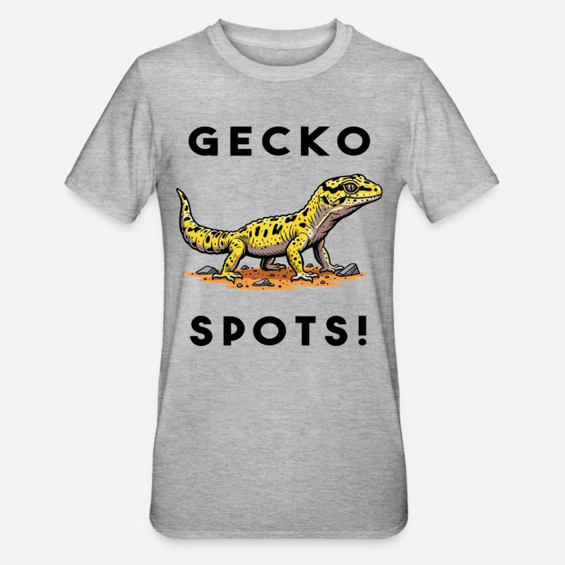 Gecko Leopard Bask Lizard Terrarium - Unisex Polycotton T-Shirt - heather grey
