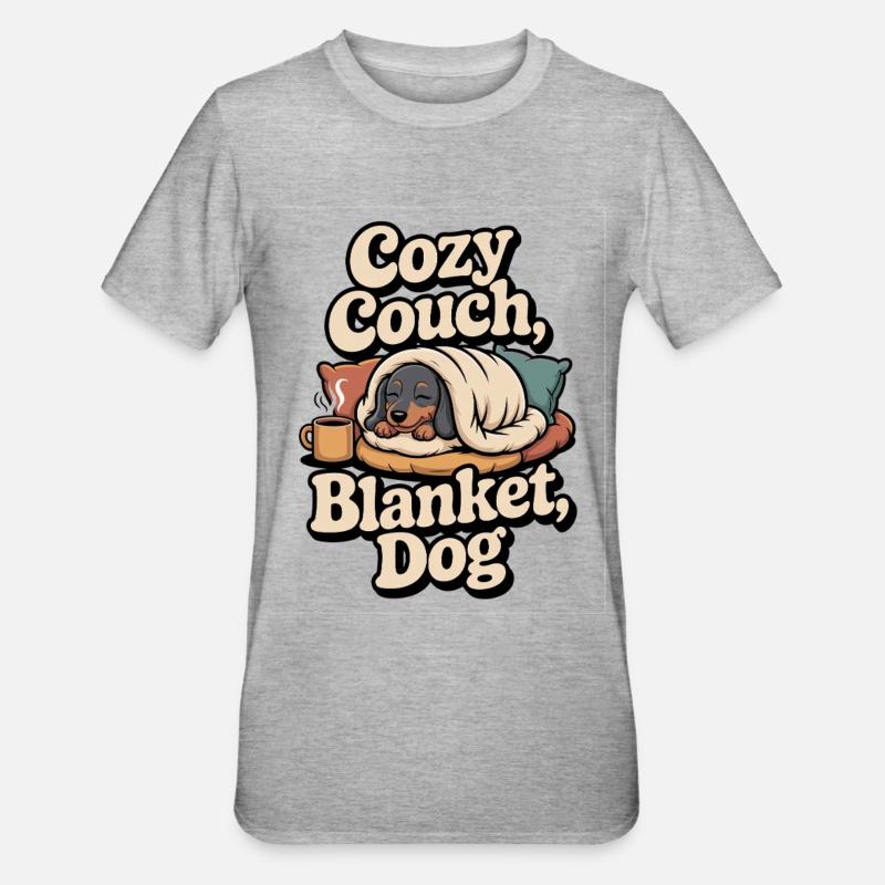 Cuddly Dachshund - Unisex Polycotton T-Shirt - heather grey