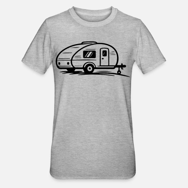 Camping Trailer - Unisex Polycotton T-Shirt - heather grey
