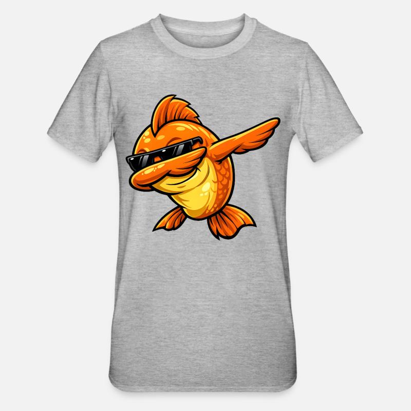 Dabbing Goldfisch - Unisex Polycotton T-Shirt - Grau meliert