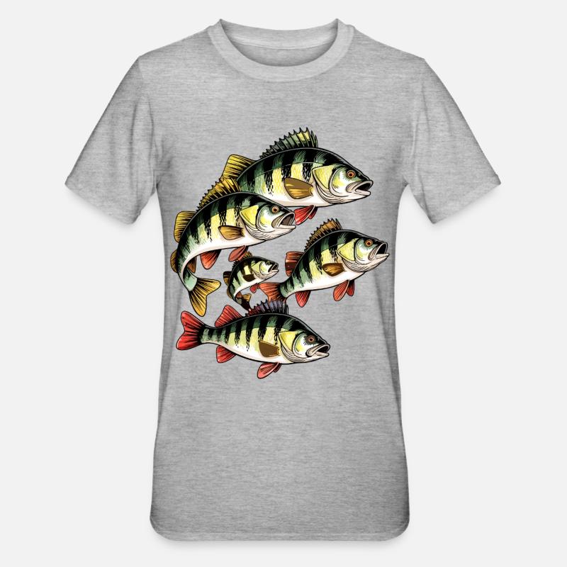 Bunte Barsche - Unisex Polycotton T-Shirt - Grau meliert