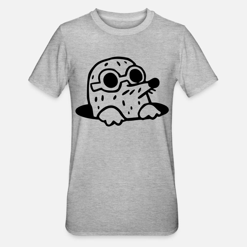 cooler Maulwurf - Unisex Polycotton T-Shirt - Grau meliert