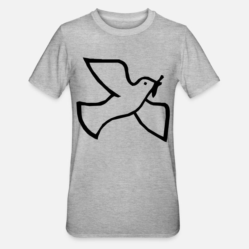 Colombe de la paix - T-shirt polycoton Unisexe - gris chiné