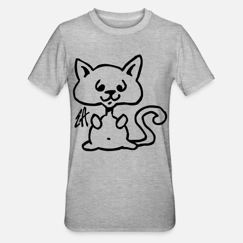 Cat - Unisex Polycotton T-Shirt - heather grey