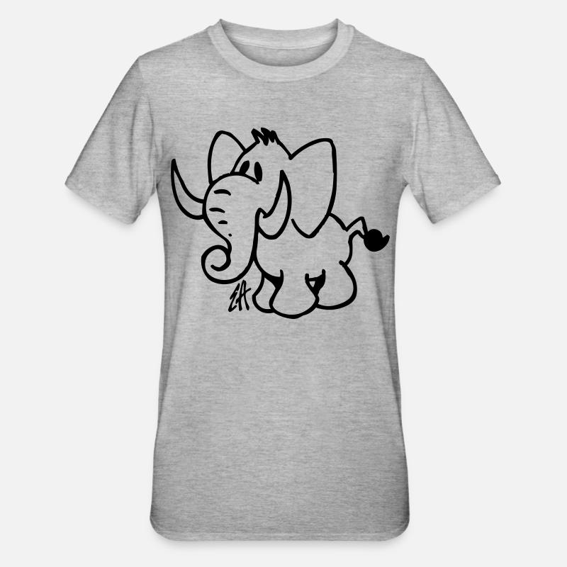Elefant - Unisex Polycotton T-Shirt - Grau meliert