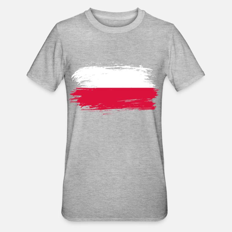 Pologne Drapeau - T-shirt polycoton Unisexe - gris chiné