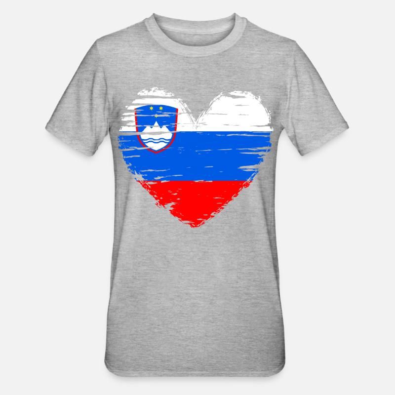 Drapeau drapeau de la Slovénie - T-shirt polycoton Unisexe - gris chiné