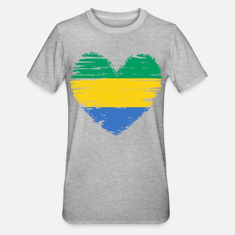 Drapeau drapeau drapeau gabonais - T-shirt polycoton Unisexe - gris chiné