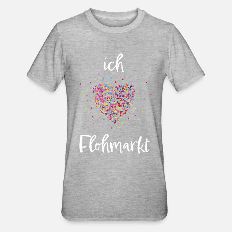 Flohmarkt Herz Schnäppchenjagd Geschenk - Unisex Polycotton T-Shirt - Grau meliert