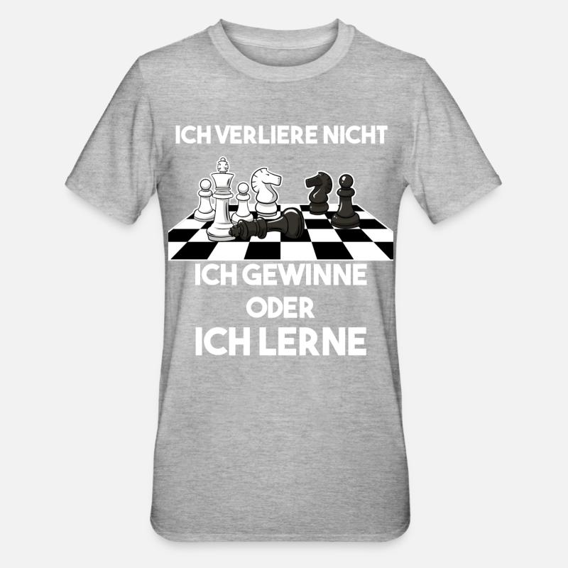 Ich Verliere Nicht Ich Gewinne Oder Lerne Schach - Unisex Polycotton T-Shirt - Grau meliert