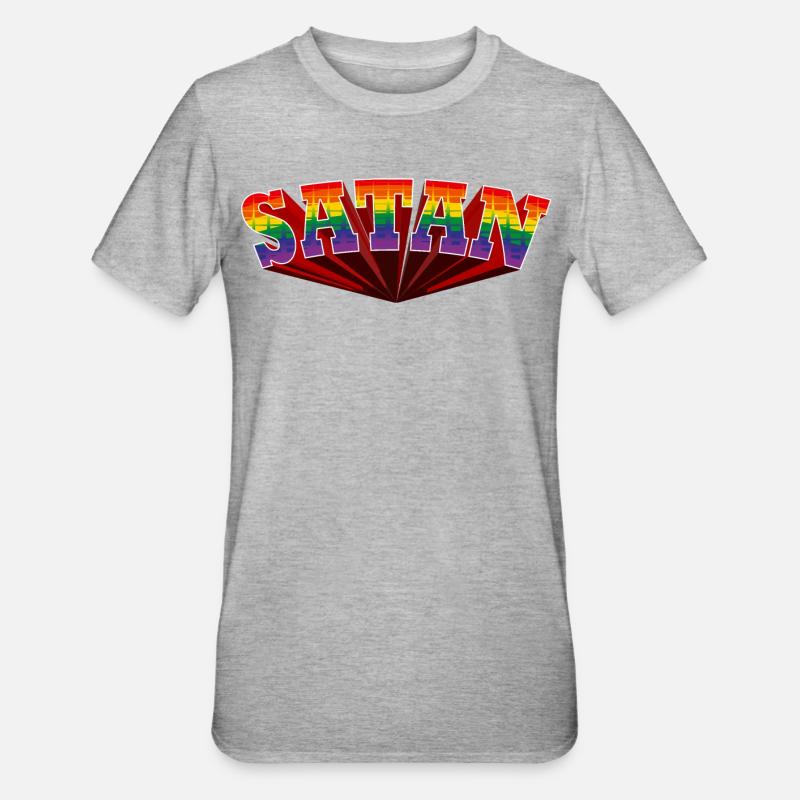 Satan Regenbogen Text - Unisex Polycotton T-Shirt - Grau meliert
