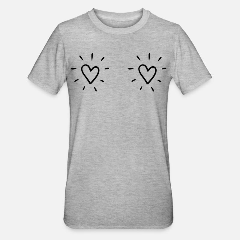 Doubles cœurs - T-shirt polycoton Unisexe - gris chiné