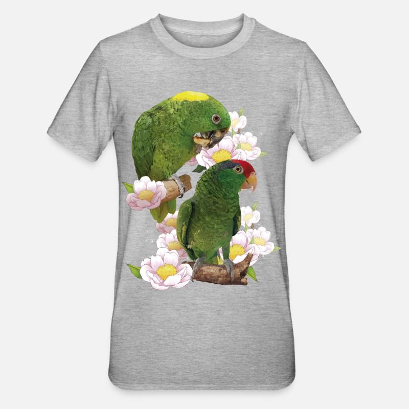 Perroquets - T-shirt polycoton Unisexe - gris chiné