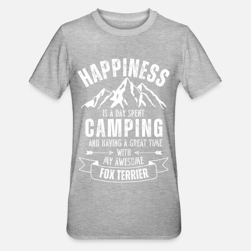 Camping et Fox-Terrier - T-shirt polycoton Unisexe - gris chiné