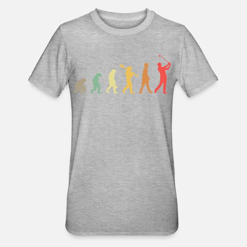 Golf Golfer Golfplatz Golfspieler Evolution - Unisex Polycotton T-Shirt - Grau meliert