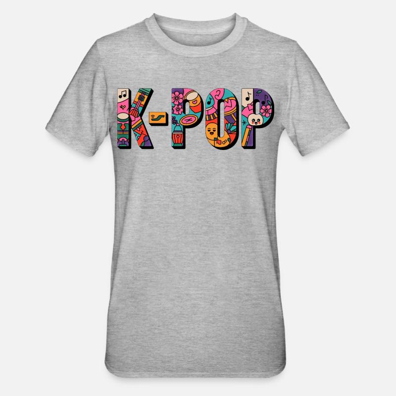 K-POP : Doodle Pop - T-shirt polycoton Unisexe - gris chiné