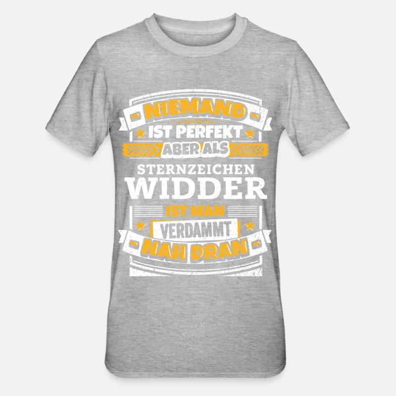 Lustiger Sternzeichen Widder Spruch - Unisex Polycotton T-Shirt - Grau meliert