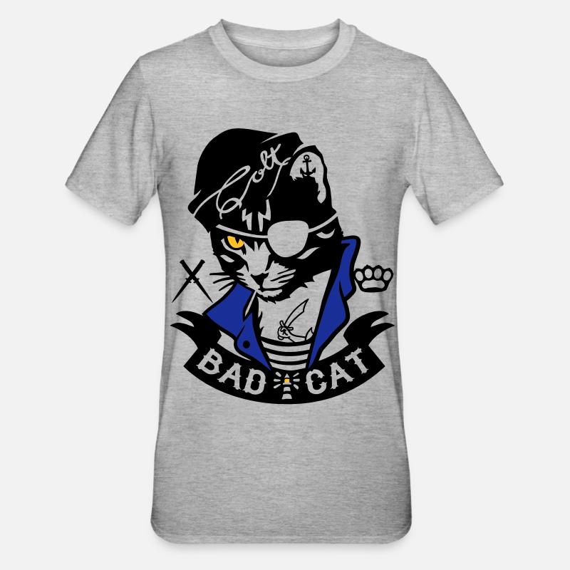 Bad Cat - SailorCat - T-shirt polycoton Unisexe - gris chiné