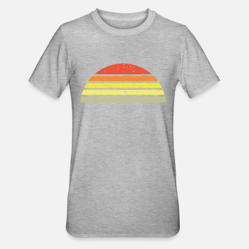 Rétro demi-cercle coucher de soleil - T-shirt polycoton Unisexe - gris chiné