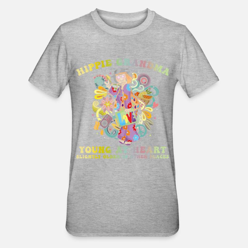 Hippie grand-mère - T-shirt polycoton Unisexe - gris chiné
