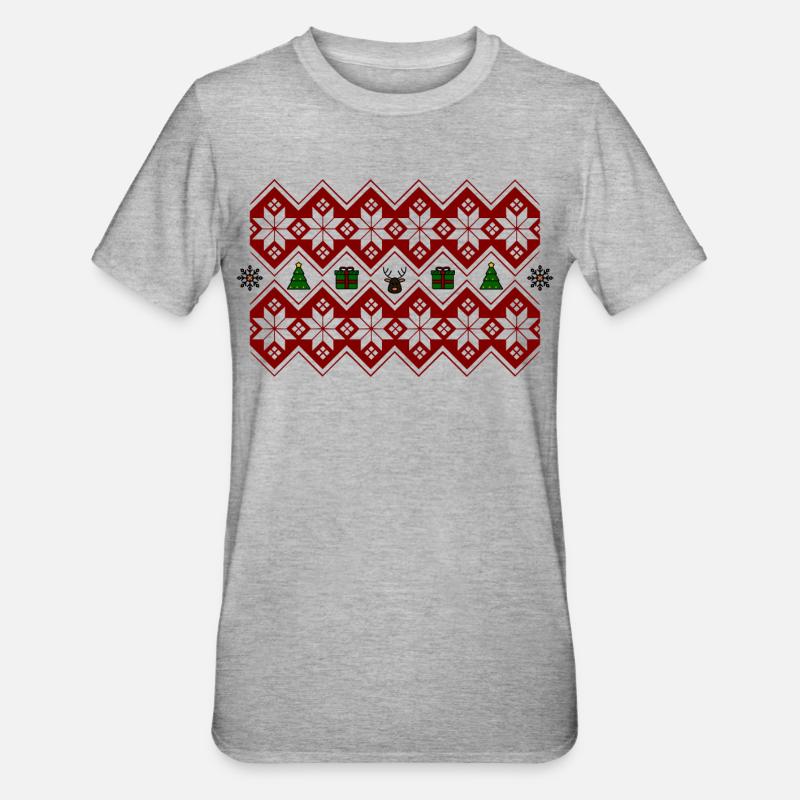Weihnachten Weihnachtspulli Elch Baum Geschenk - Unisex Polycotton T-Shirt - Grau meliert