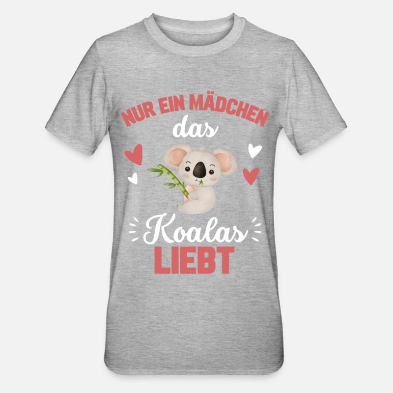 Koala Mädchen - Unisex Polycotton T-Shirt - Grau meliert