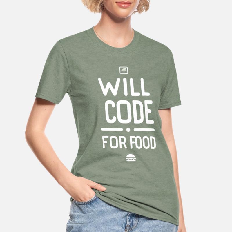 Will Code Pour Nourriture Drôle Programmeur T-shirt polycoton Unisexe
