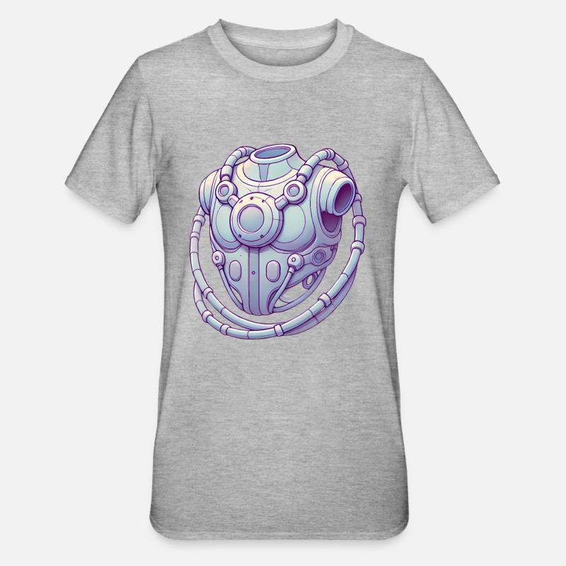Futuristic Chest Device Graphic Tee - Unisex Polycotton T-Shirt - heather grey