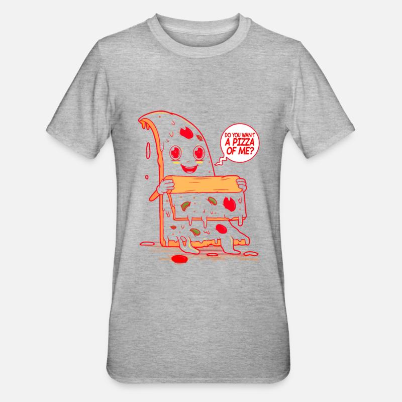 Voulez-vous une pizza de moi? - T-shirt polycoton Unisexe - gris chiné